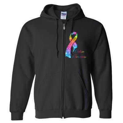 Autism Awareness Sparkle Glitter Ribbon Full Zip Hoodie