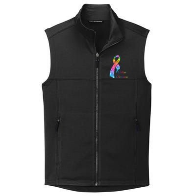 Autism Awareness Sparkle Glitter Ribbon Collective Smooth Fleece Vest