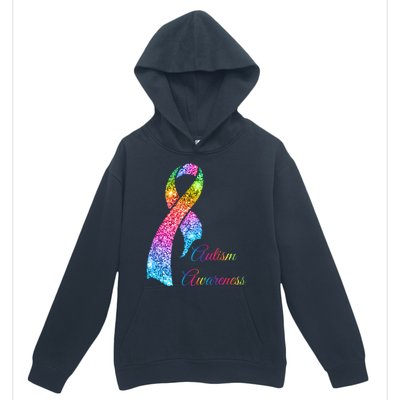 Autism Awareness Sparkle Glitter Ribbon Urban Pullover Hoodie