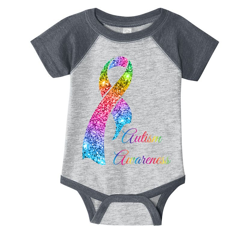 Autism Awareness Sparkle Glitter Ribbon Infant Baby Jersey Bodysuit