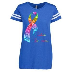 Autism Awareness Sparkle Glitter Ribbon Enza Ladies Jersey Football T-Shirt