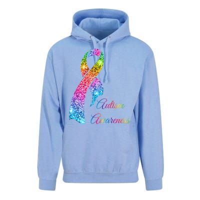 Autism Awareness Sparkle Glitter Ribbon Unisex Surf Hoodie