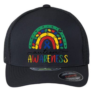 Autism Awareness Shirt Puzzle Pieces Rainbow Gifts for Mom Flexfit Unipanel Trucker Cap