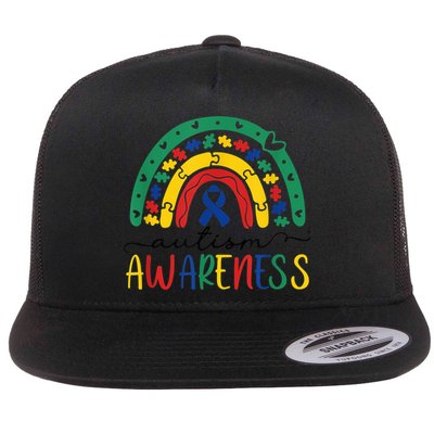 Autism Awareness Shirt Puzzle Pieces Rainbow Gifts for Mom Flatbill Hat
