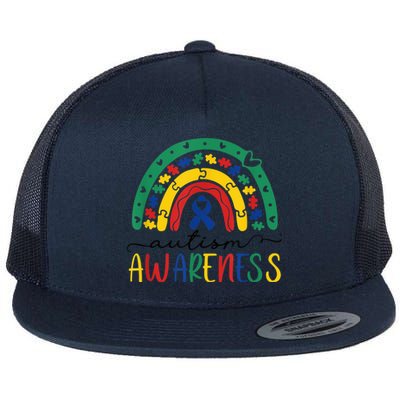 Autism Awareness Shirt Puzzle Pieces Rainbow Gifts for Mom Flat Bill Trucker Hat