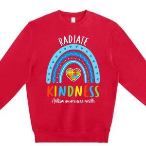 Autism Awareness Special Ed Teacher Radiate Kindness Rainbow Premium Crewneck Sweatshirt