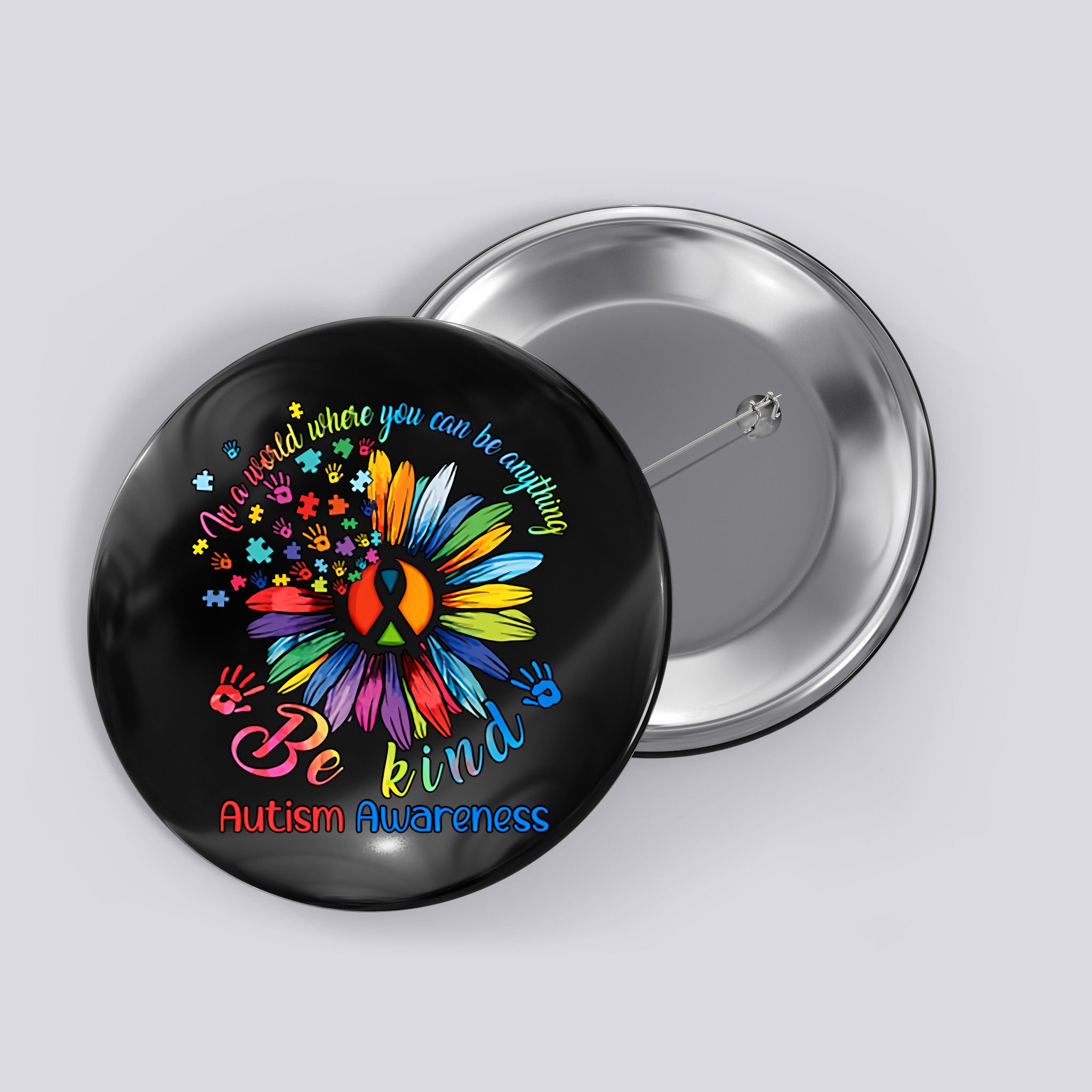 Autism Awareness Sunflower Be Kind Autism Month Autism Support Button