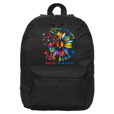 Autism Awareness Sunflower Be Kind Autism Month Autism Support 16 in Basic Backpack