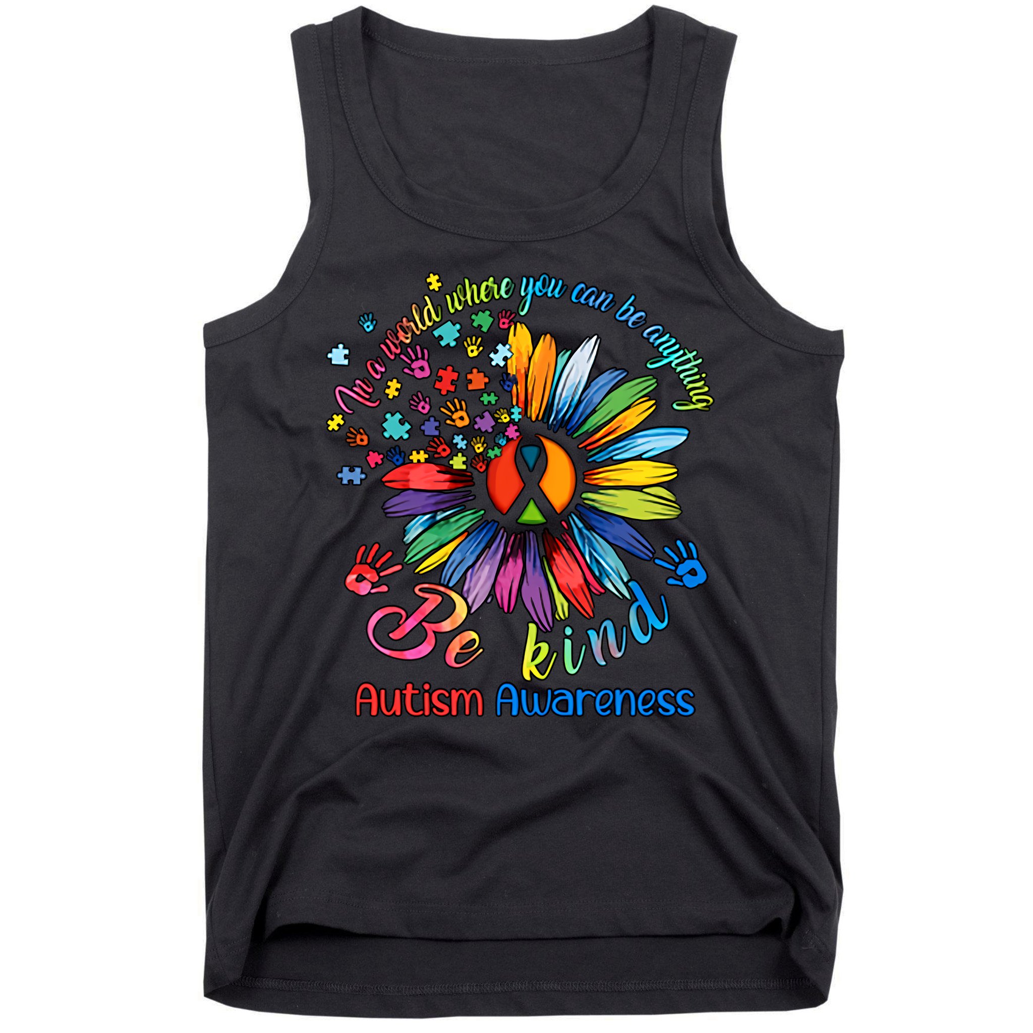 Autism Awareness Sunflower Be Kind Autism Month Autism Support Tank Top