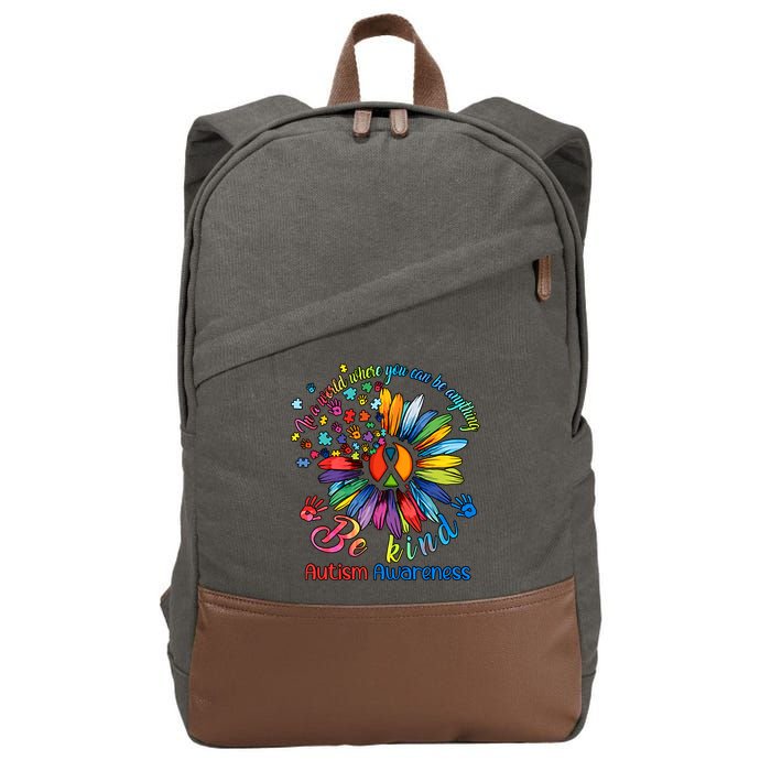 Autism Awareness Sunflower Be Kind Autism Month Autism Support Cotton Canvas Backpack