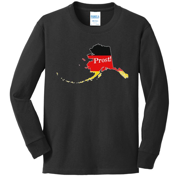 Alaska Ak Squad Drinking Prost Beer German Flag Oktoberfest Kids Long Sleeve Shirt