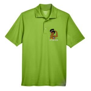 Autism Awareness Strong Mom Afro Mother Black Women Gift Men's Origin Performance Pique Polo