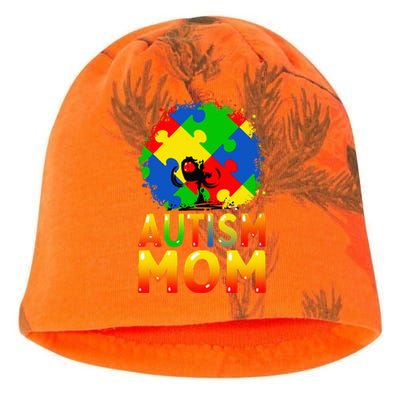 Autism Awareness Strong Mom Afro Mother Kati - Camo Knit Beanie