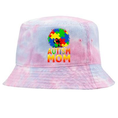 Autism Awareness Strong Mom Afro Mother Tie-Dyed Bucket Hat