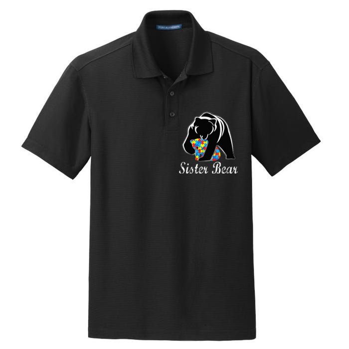 Autism Awareness Sister Bear Support Autistic Adults Dry Zone Grid Polo