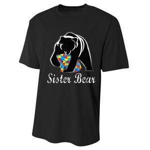 Autism Awareness Sister Bear Support Autistic Adults Performance Sprint T-Shirt