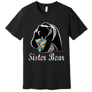 Autism Awareness Sister Bear Support Autistic Adults Premium T-Shirt