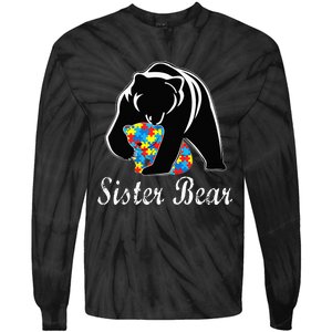 Autism Awareness Sister Bear Support Autistic Adults Tie-Dye Long Sleeve Shirt