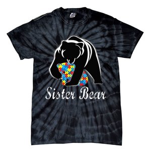 Autism Awareness Sister Bear Support Autistic Adults Tie-Dye T-Shirt