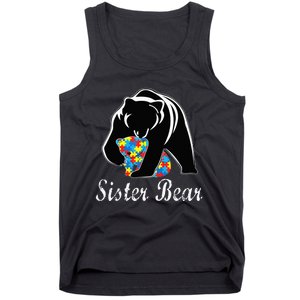 Autism Awareness Sister Bear Support Autistic Adults Tank Top