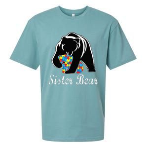 Autism Awareness Sister Bear Support Autistic Adults Sueded Cloud Jersey T-Shirt