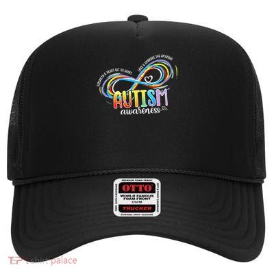 Autism Awareness Strength Heart Set Us Apart Love Embrace The Amazing High Crown Mesh Back Trucker Hat
