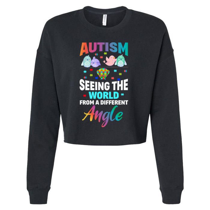 Autism Awareness Seeing The World From A Different Angle Gift Cropped Pullover Crew
