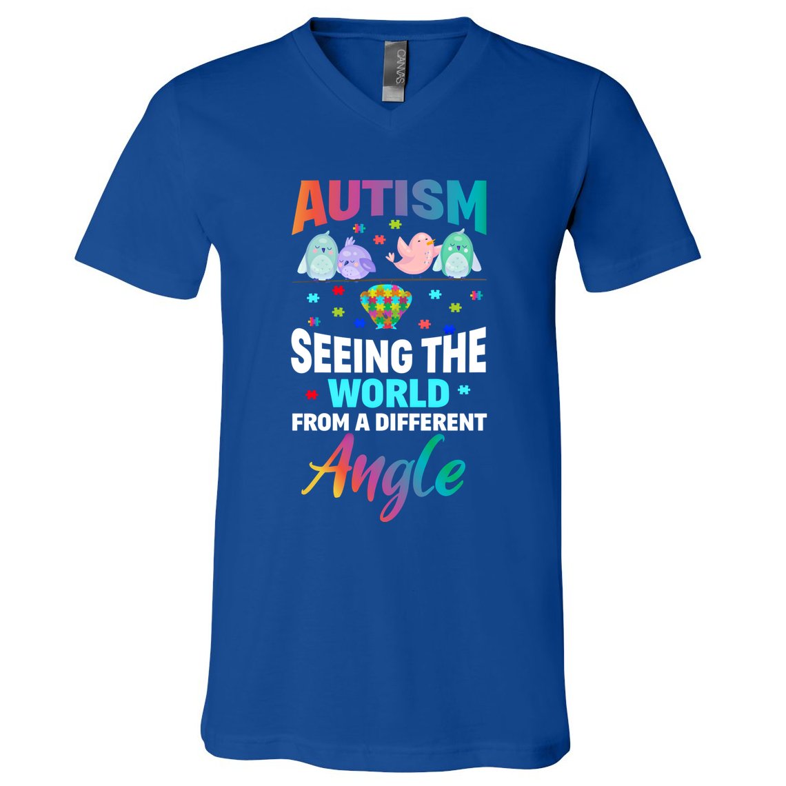 Autism Awareness Seeing The World From A Different Angle Gift V-Neck T-Shirt