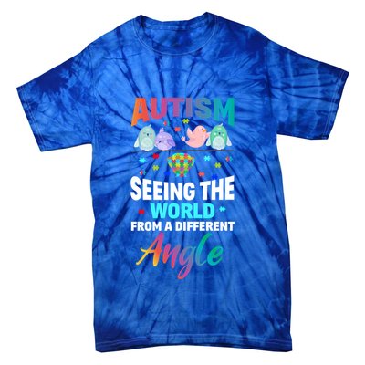 Autism Awareness Seeing The World From A Different Angle Gift Tie-Dye T-Shirt