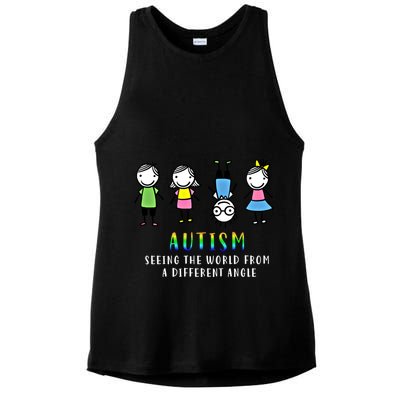 Autism Awareness Seeing The World From A Different Angle Gift Ladies PosiCharge Tri-Blend Wicking Tank