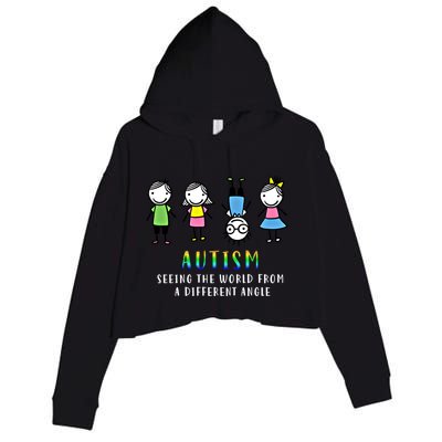 Autism Awareness Seeing The World From A Different Angle Gift Crop Fleece Hoodie