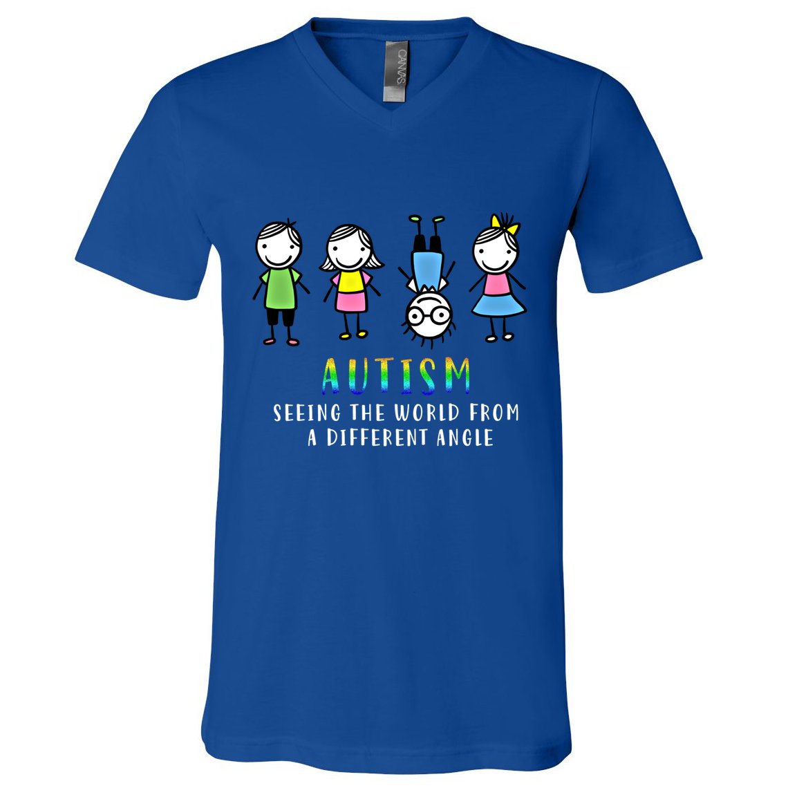 Autism Awareness Seeing The World From A Different Angle Gift V-Neck T-Shirt