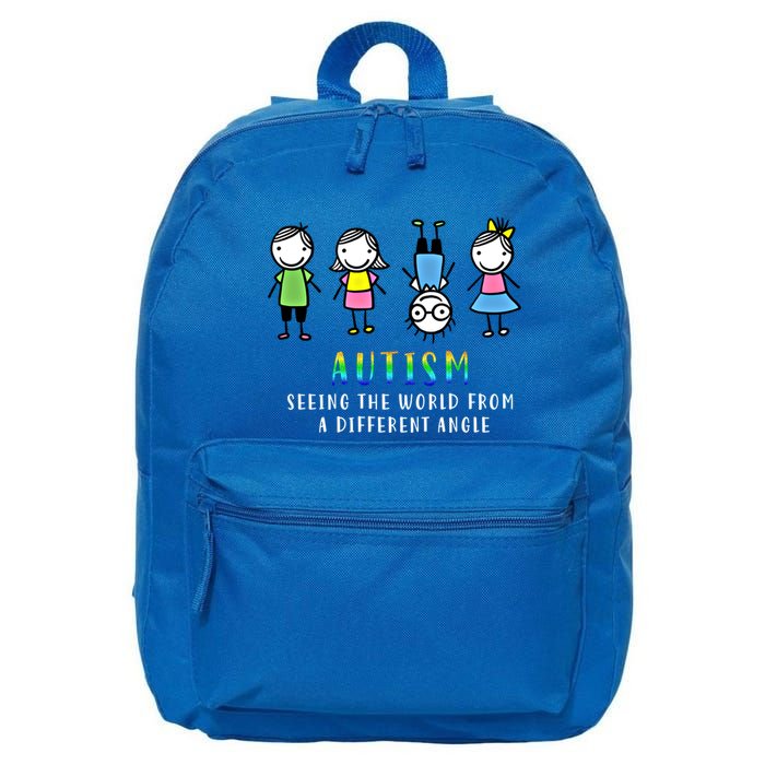 Autism Awareness Seeing The World From A Different Angle Gift 16 in Basic Backpack