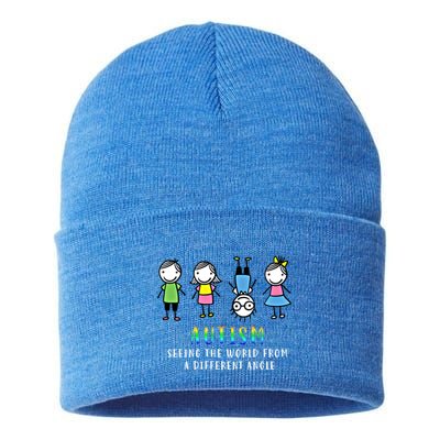 Autism Awareness Seeing The World From A Different Angle Gift Sustainable Knit Beanie