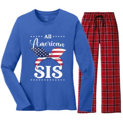 All American Sis July 4 Gift Women's Long Sleeve Flannel Pajama Set 