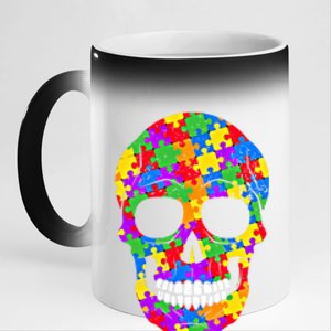 Autism Awareness Skull Autism Autistic Support Awareness Cute Gift 11oz Black Color Changing Mug