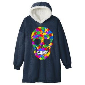 Autism Awareness Skull Autism Autistic Support Awareness Cute Gift Hooded Wearable Blanket