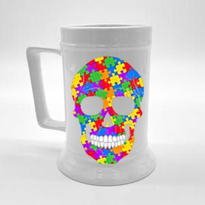 Autism Awareness Skull Autism Autistic Support Awareness Cute Gift Beer Stein