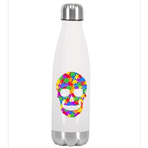 Autism Awareness Skull Autism Autistic Support Awareness Cute Gift Stainless Steel Insulated Water Bottle