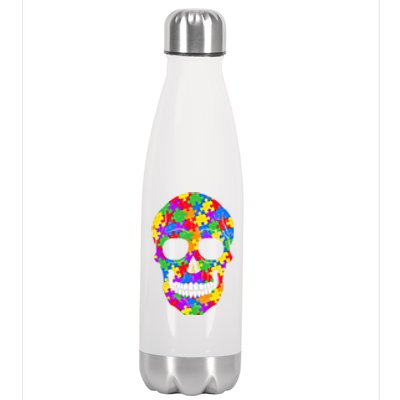 Autism Awareness Skull Autism Autistic Support Awareness Cute Gift Stainless Steel Insulated Water Bottle