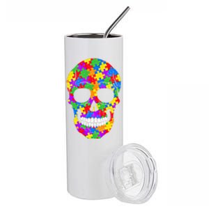 Autism Awareness Skull Autism Autistic Support Awareness Cute Gift Stainless Steel Tumbler