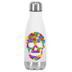 Autism Awareness Skull Autism Autistic Support Awareness Cute Gift Stainless Steel Insulated Water Bottle