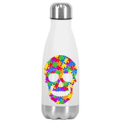 Autism Awareness Skull Autism Autistic Support Awareness Cute Gift Stainless Steel Insulated Water Bottle