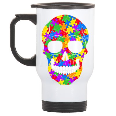 Autism Awareness Skull Autism Autistic Support Awareness Cute Gift Stainless Steel Travel Mug