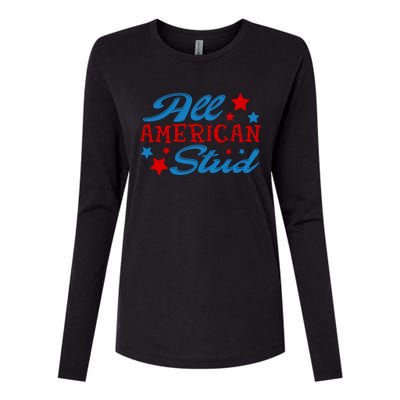 All American Stud 4th Of July American Patriotic Gift Womens Cotton Relaxed Long Sleeve T-Shirt