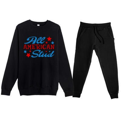 All American Stud 4th Of July American Patriotic Gift Premium Crewneck Sweatsuit Set