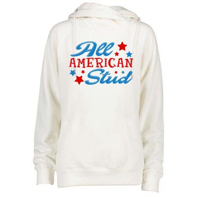 All American Stud 4th Of July American Patriotic Gift Womens Funnel Neck Pullover Hood