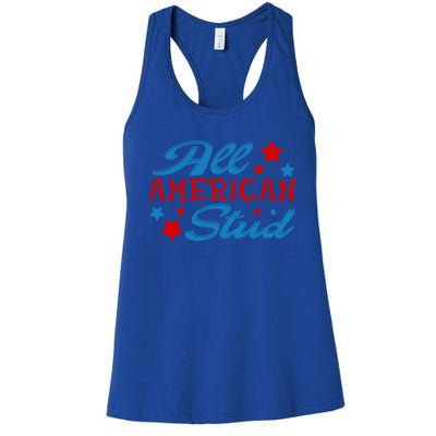 All American Stud 4th Of July American Patriotic Gift Women's Racerback Tank