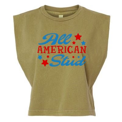 All American Stud 4th Of July American Patriotic Gift Garment-Dyed Women's Muscle Tee