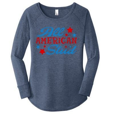 All American Stud 4th Of July American Patriotic Gift Women's Perfect Tri Tunic Long Sleeve Shirt